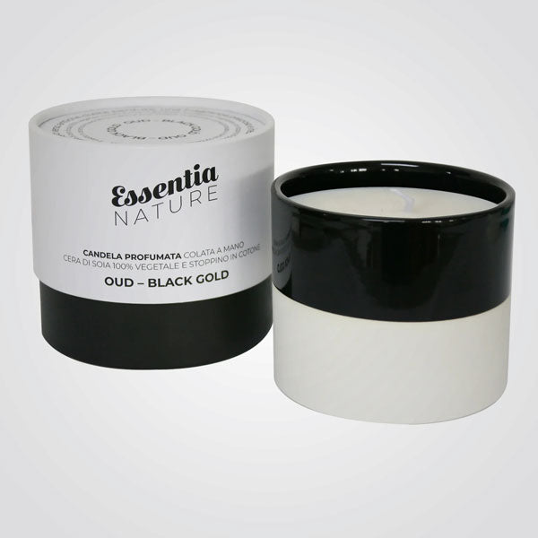 BLACK/WHITE Ceramic Candle with Oud - Black Gold scent 