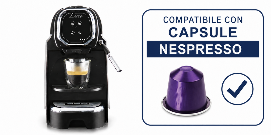 Macchina da caffè LARIO-SOFT capsule Nespresso erogazione acqua e vapore
