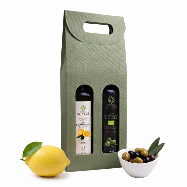 Coffret d'huiles d'olive vierge extra aromatisées ou biologiques – Scalzi