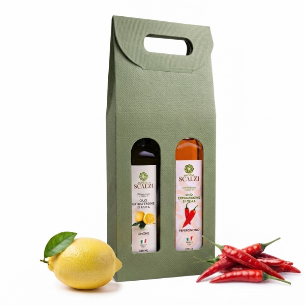 Coffret d'huiles d'olive vierge extra aromatisées ou biologiques – Scalzi