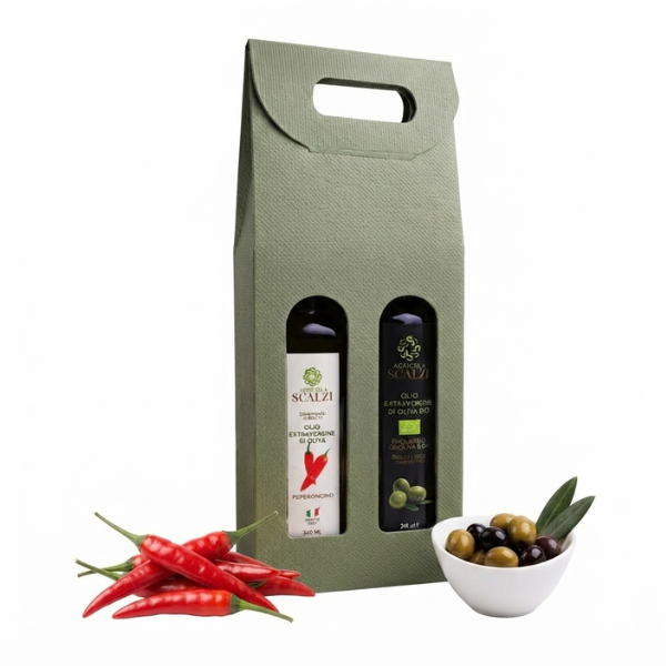 Coffret d'huiles d'olive vierge extra aromatisées ou biologiques – Scalzi