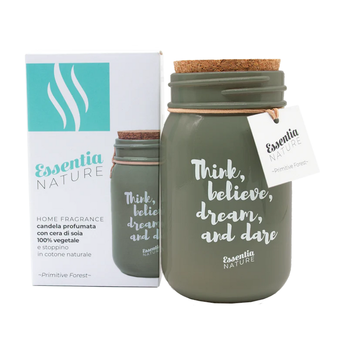 GRAUE Duftkerze im Glas – Primitive Forest