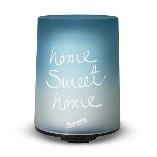 Diffuseur à Ultrasons en Verre Nacré - Bleu Clair "Home Sweet Home"