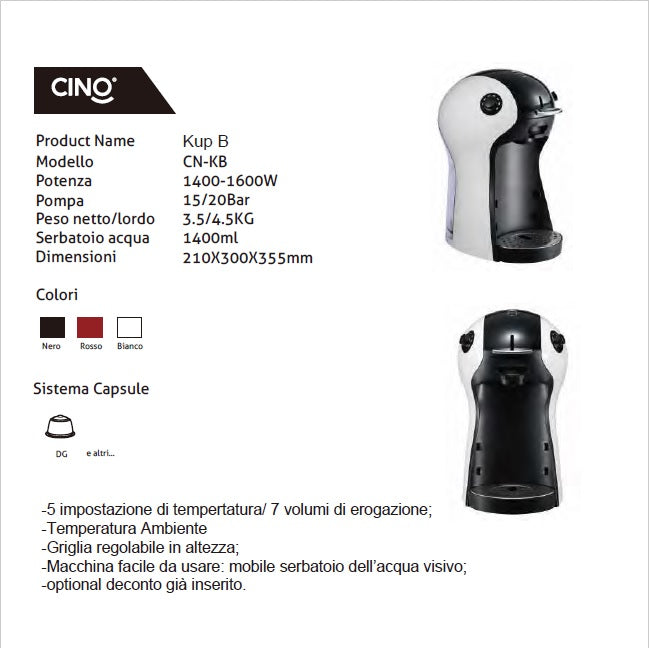 Macchina a capsule KUP-B Compatibile Dolce Gusto